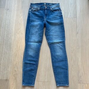 7 For All Mankind Ankle Gwenevere Jeans Womens 27 Blue Skinny Stretch Denim